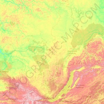 Oblast Irkutsk topographic map, elevation, terrain