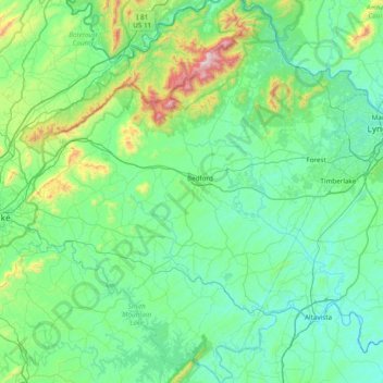 Bedford County topographic map, elevation, terrain