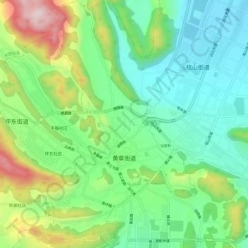 黄草 topographic map, elevation, terrain