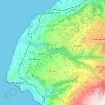 Ricadi topographic map, elevation, terrain