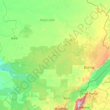 Ituri topographic map, elevation, terrain
