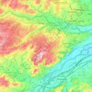 Rosciano topographic map, elevation, terrain
