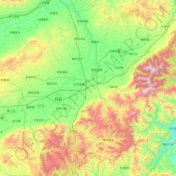 蔚县 topographic map, elevation, terrain
