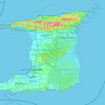 Trinidad topographic map, elevation, terrain