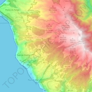 Fajã da Ovelha topographic map, elevation, terrain