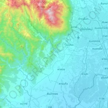 Hang Dong topographic map, elevation, terrain