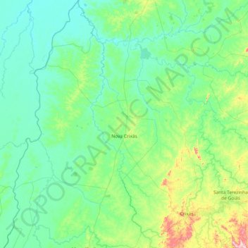 Nova Crixás topographic map, elevation, terrain