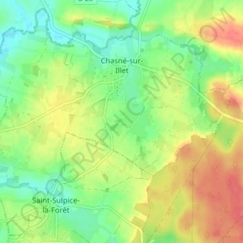Chasné-sur-Illet topographic map, elevation, terrain