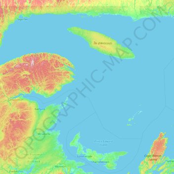 Gaspésie–Îles-de-la-Madeleine topographic map, elevation, terrain