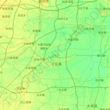 文安县 topographic map, elevation, terrain