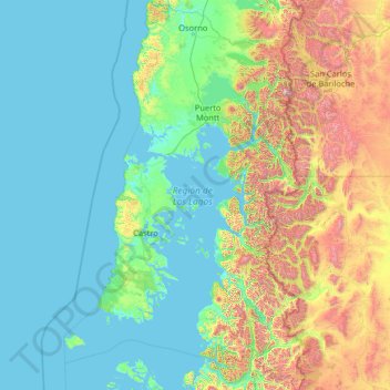 Región de Los Lagos topographic map, elevation, terrain
