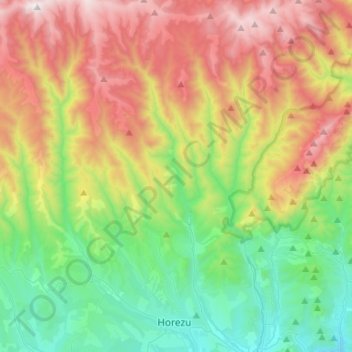 Horezu topographic map, elevation, terrain