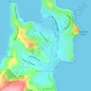 Avalon Beach topographic map, elevation, terrain