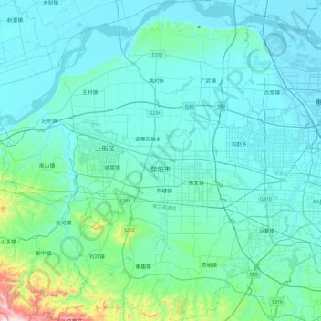 Xingyang topographic map, elevation, terrain