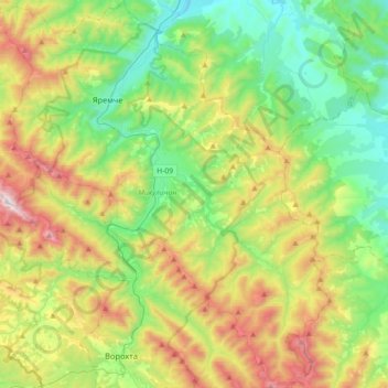 Яремчанська міська громада topographic map, elevation, terrain