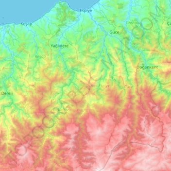 Espiye topographic map, elevation, terrain
