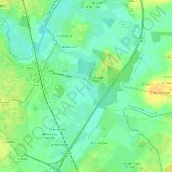 Saint-Paterne topographic map, elevation, terrain