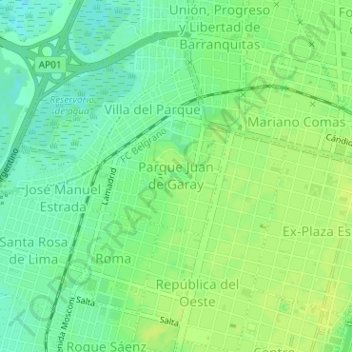 Parque Juan de Garay topographic map, elevation, terrain