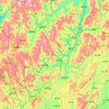 绥阳县 topographic map, elevation, terrain
