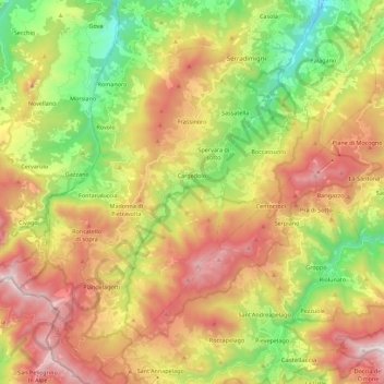 Frassinoro topographic map, elevation, terrain