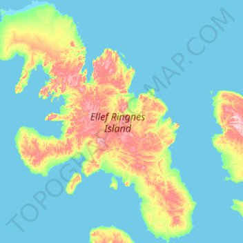 Île Ellef Ringnes topographic map, elevation, terrain
