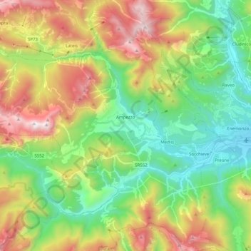 Ampezzo topographic map, elevation, terrain