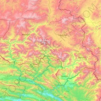Hakkâri topographic map, elevation, terrain