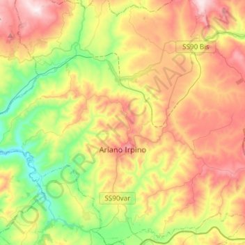 Ariano Irpino topographic map, elevation, terrain