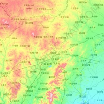阜新蒙古族自治县 topographic map, elevation, terrain