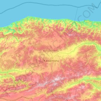 Kastamonu topographic map, elevation, terrain