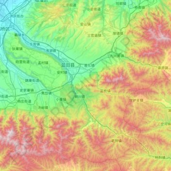 蓝田县 topographic map, elevation, terrain