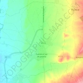 Fuente el Saz de Jarama topographic map, elevation, terrain