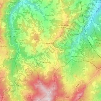 Monghidoro topographic map, elevation, terrain