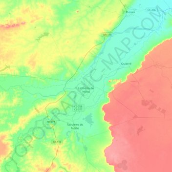 Limoeiro do Norte topographic map, elevation, terrain