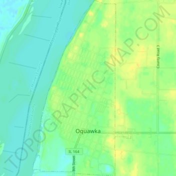 Oquawka topographic map, elevation, terrain