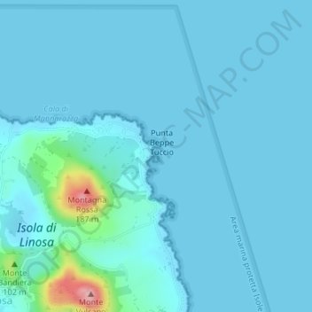 Scogli dei Bovi Marini topographic map, elevation, terrain