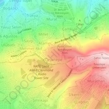 Çınartepe Mahallesi topographic map, elevation, terrain