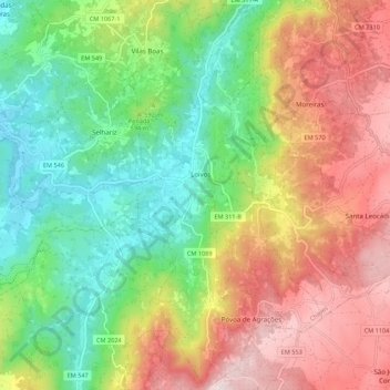 Loivos e Póvoa de Agrações topographic map, elevation, terrain