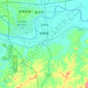 Zhushan topographic map, elevation, terrain