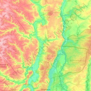 Рамонский район topographic map, elevation, terrain