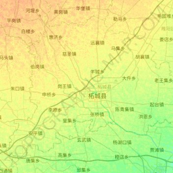 柘城县 topographic map, elevation, terrain