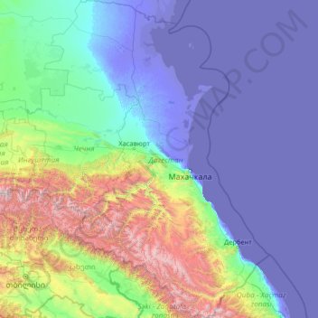 Дагестан topographic map, elevation, terrain