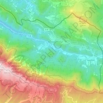 Brantes topographic map, elevation, terrain