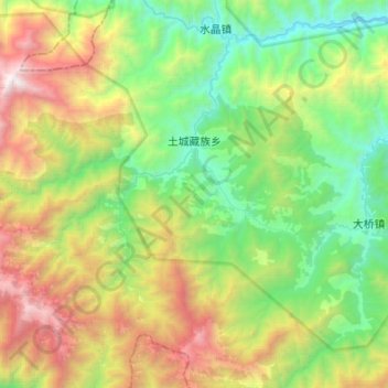 土城藏族乡 topographic map, elevation, terrain