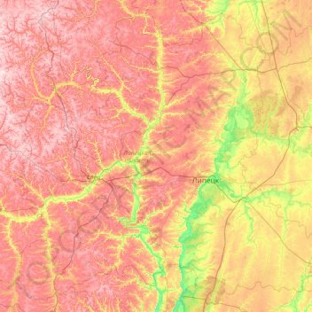 Липецкая область topographic map, elevation, terrain