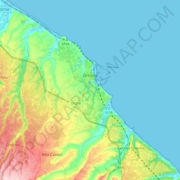 Ortona topographic map, elevation, terrain