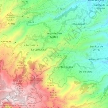 Vega de San Mateo topographic map, elevation, terrain
