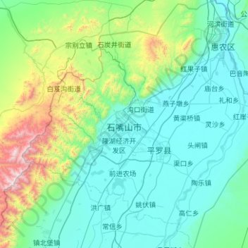 Shizuishan City topographic map, elevation, terrain