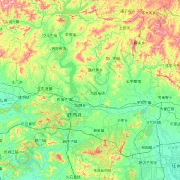 迁西县 topographic map, elevation, terrain