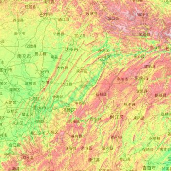 Chongqing topographic map, elevation, terrain